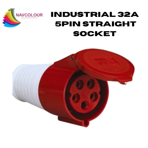 32A 5PIN INDUSTRIAL SOCKET STRAIGHT PVC